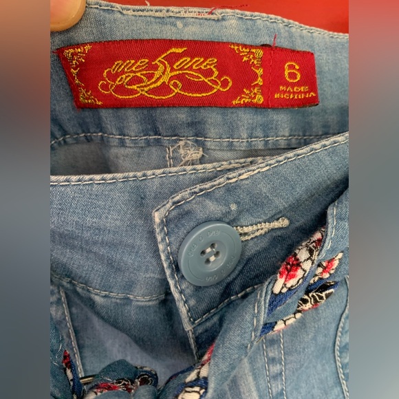 One 5 One Jean shorts with woven belt - Picture 5 of 6